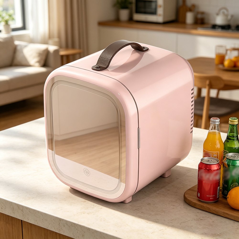 CUTIEWORLD Skincare Fridge with Dimmable LED Light Mirror, 5L Mini Fridge For Desktop, Travel or Cool & Heat, Makeup Fridge for Cosmetics, Skin Care and Food image 5
