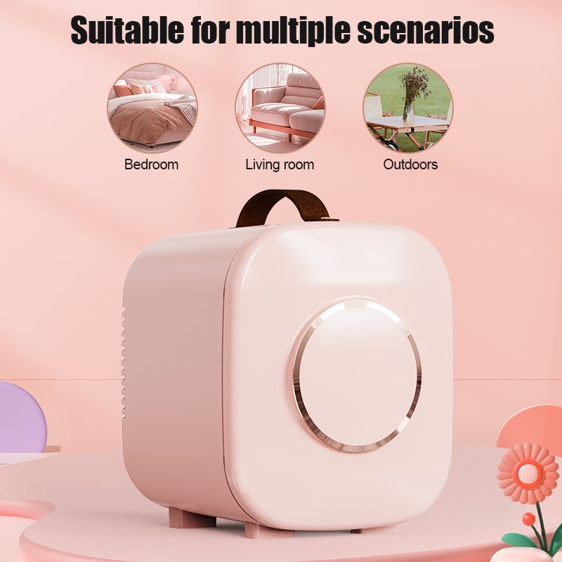 DUMOS Mini Fridge for Bedroom, 5L Compact Personal Fridge Cooler For Skincare, Drinks, And Snacks, Fits 6 Cans, Mini Refrigerator with 110V/220V Ac/12V Dc, Ideal For Car, Dorm, White image 4