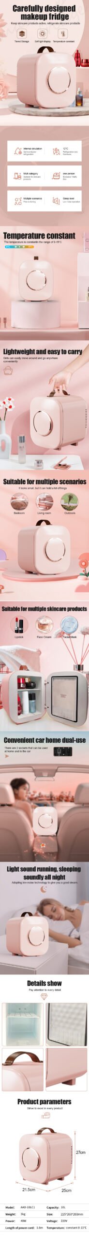 premium beauty fridge 5 15℃ precise temperature control for skincare & cosmetics storage | compact & stylish vanity fridge