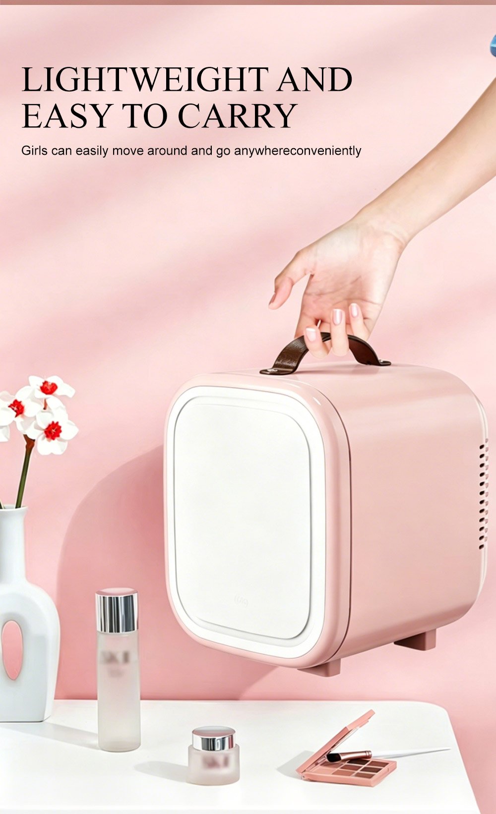 premium beauty fridge 5 15℃ precise temperature control for skincare & cosmetics storage | compact & stylish vanity fridge