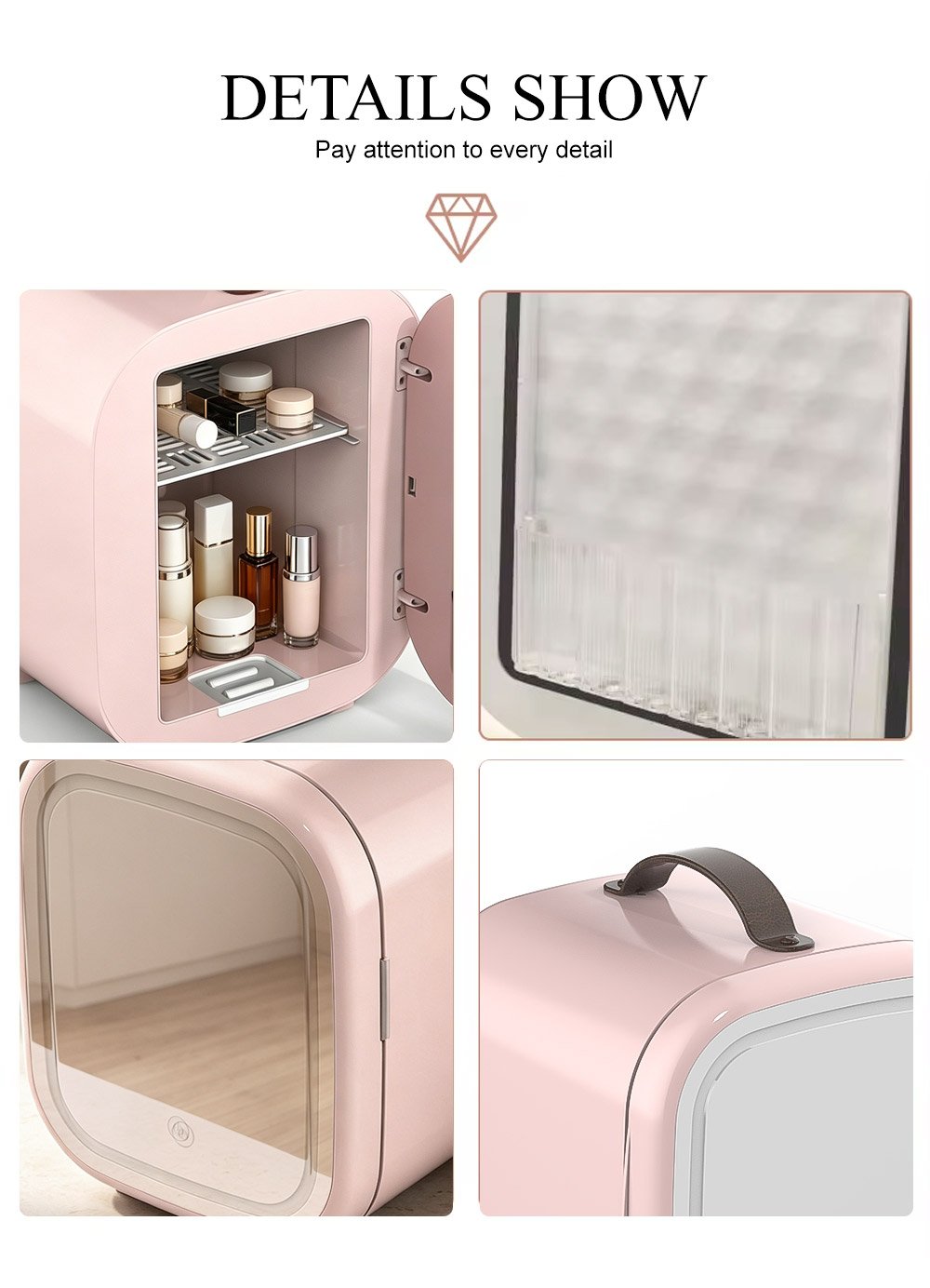 premium beauty fridge 5 15℃ precise temperature control for skincare & cosmetics storage | compact & stylish vanity fridge