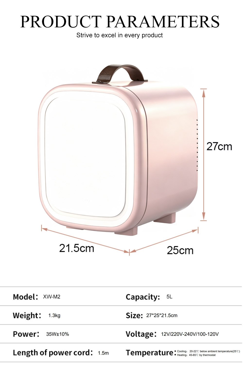 premium beauty fridge 5 15℃ precise temperature control for skincare & cosmetics storage | compact & stylish vanity fridge