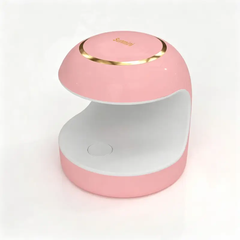 Pink UV LED nail lamp with open curing chamber